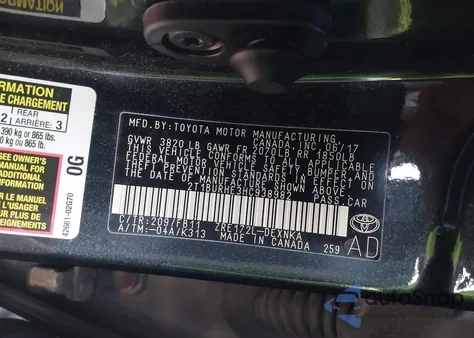 2017 Toyota Corolla Le из США, поврежденный, VIN 2T1BURHE3HC938982